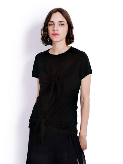 Marques'Almeida Knotted Black T-shirt Front